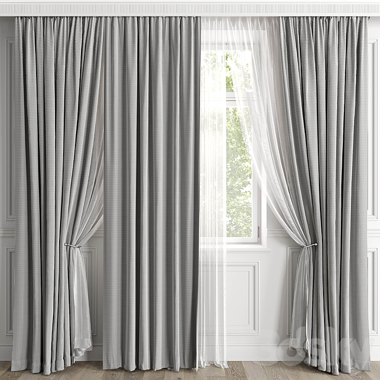 Curtains with window 497C 3DS Max Model - thumbnail 2