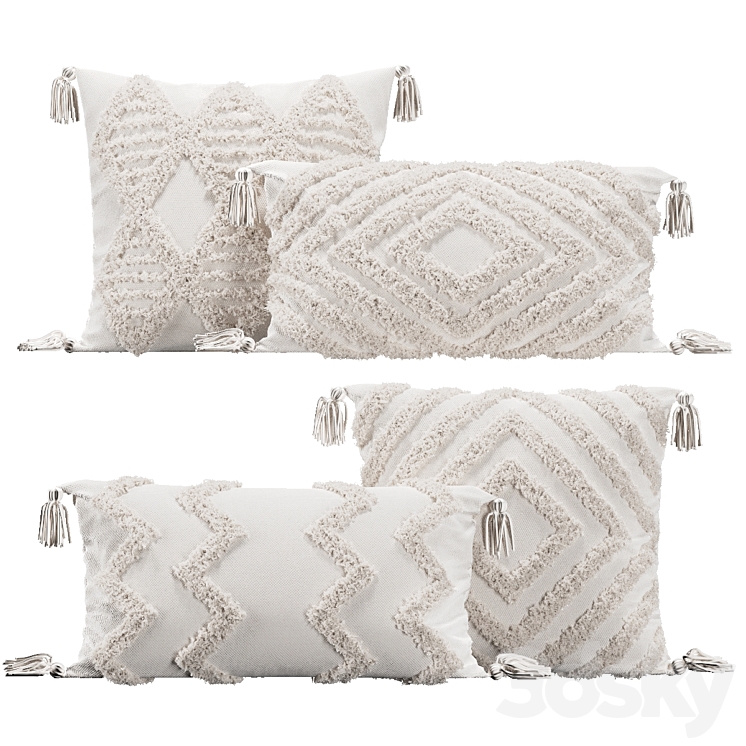 Pillows with fur geometric patterns 3D Model