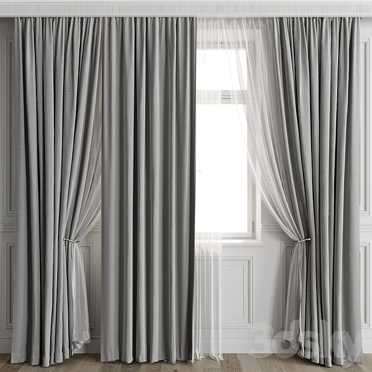 Curtains with window 497C 3DS Max Model - thumbnail 1