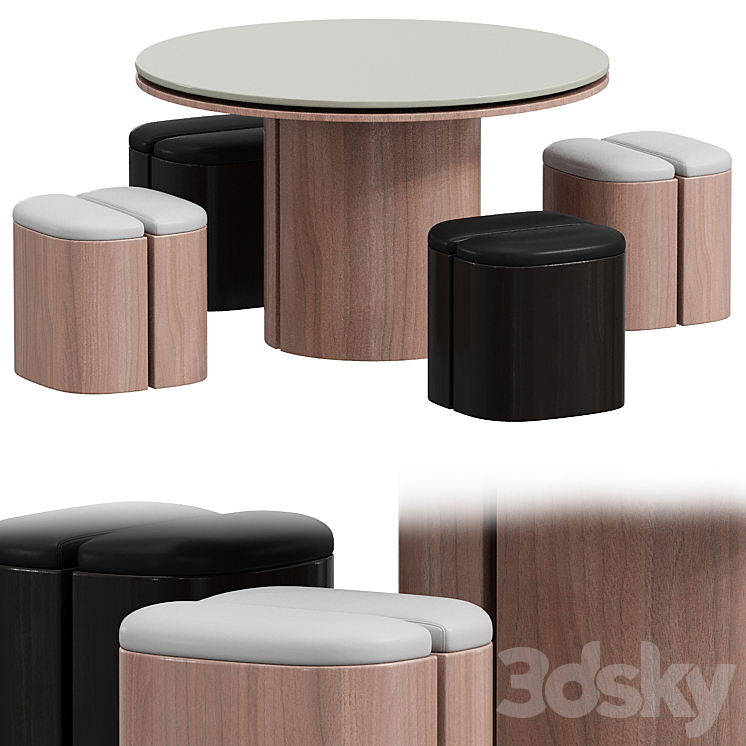 Aire Stool with Table 3DS Max Model - thumbnail 1