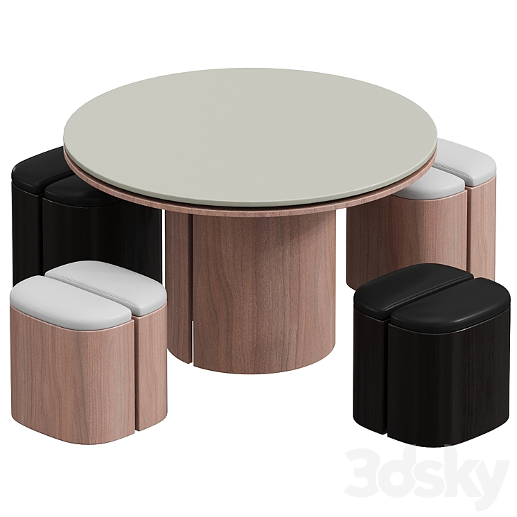 Aire Stool with Table 3DS Max Model - thumbnail 2
