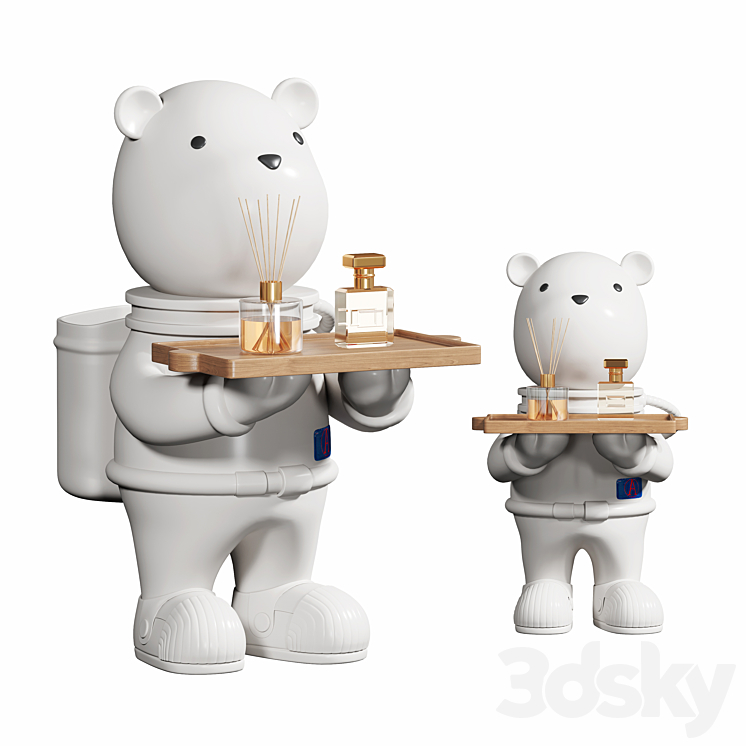Space bear ornaments ceramic 3D Model