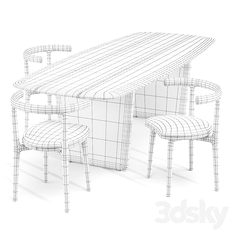 Dining Set: Baxter (Nairobi Table and Himba Chair) 3D Model