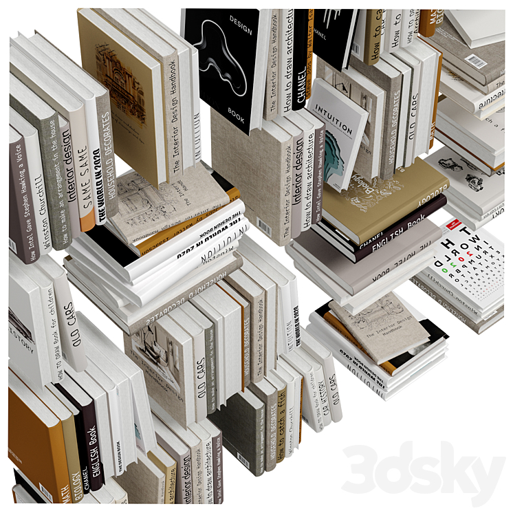 Set of books in beige color 3D Model Free