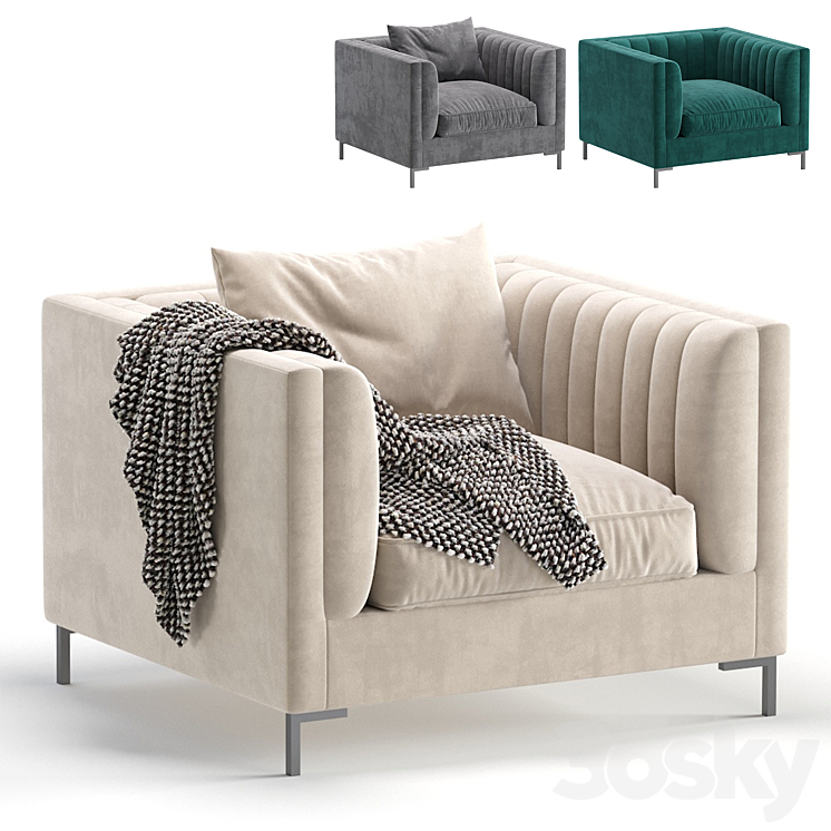 Armchair BEVERLY by Cazarina Interiors 3 Colors Version 3DS Max - thumbnail 1