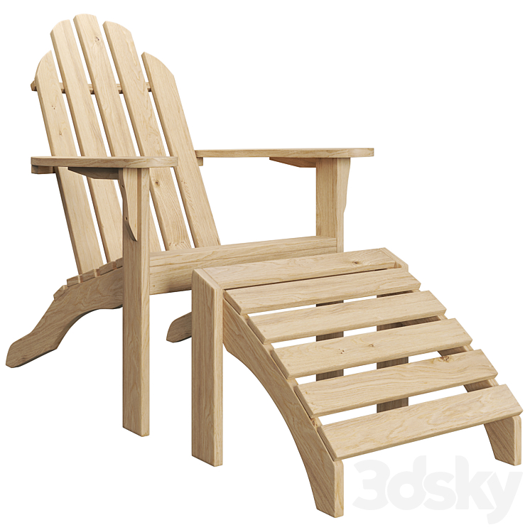 ADIRONDACK lounge chair with footrest 3DS Max Model - thumbnail 1