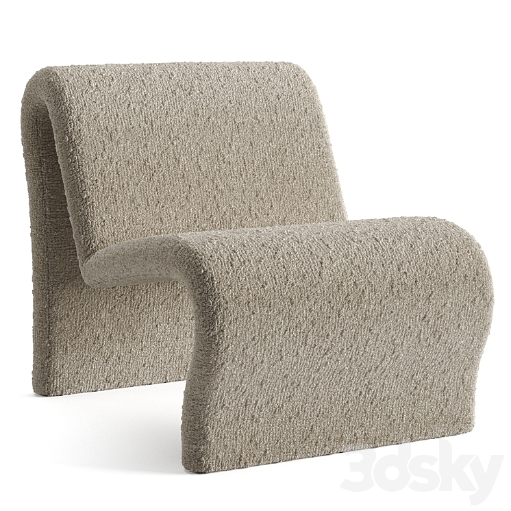 Curvy Sculptural Lounge Chair 3DS Max - thumbnail 1