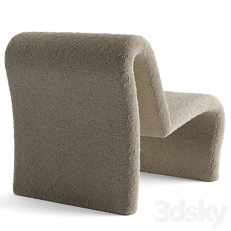 Curvy Sculptural Lounge Chair 3DS Max Model - thumbnail 2