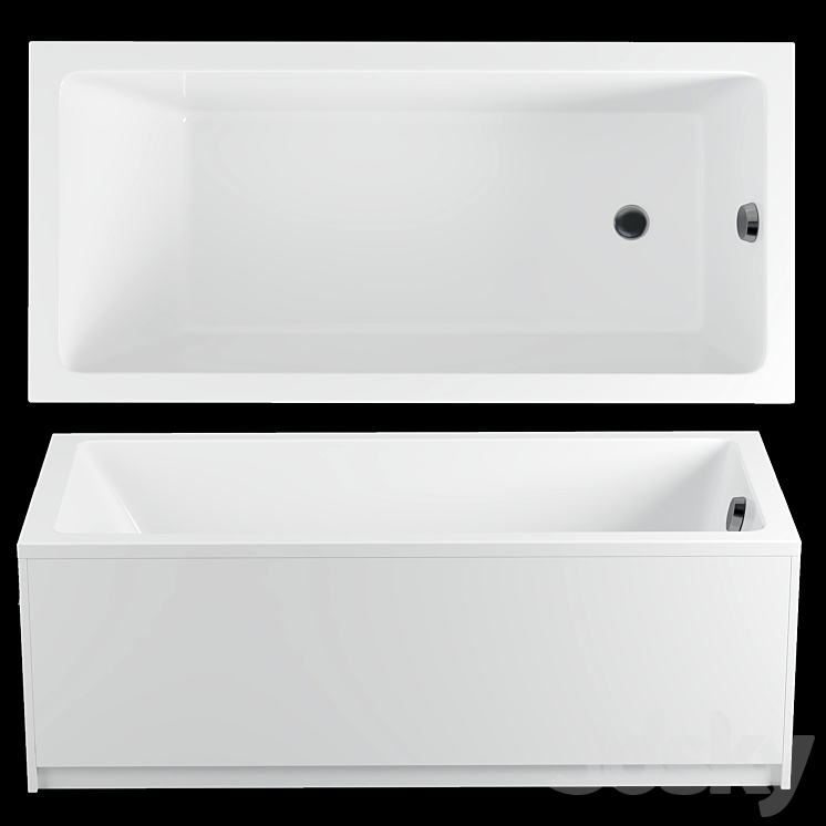 Acrylic bathtub Riho Lusso Plus 170×80 3DS Max Model - thumbnail 1