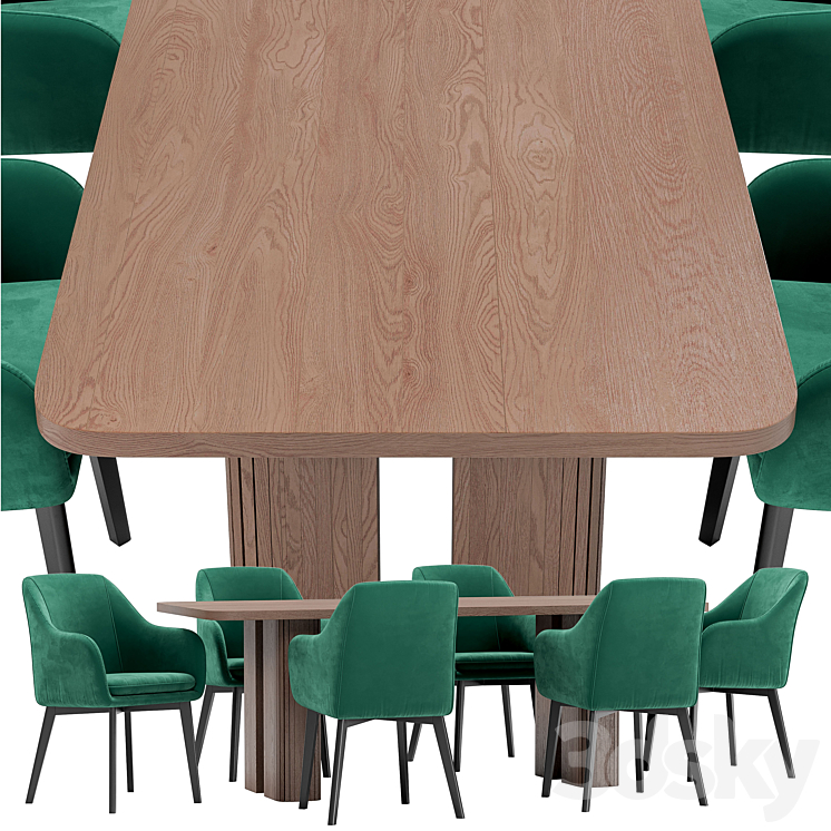 Texas dining chair and Lazar table 3D Model