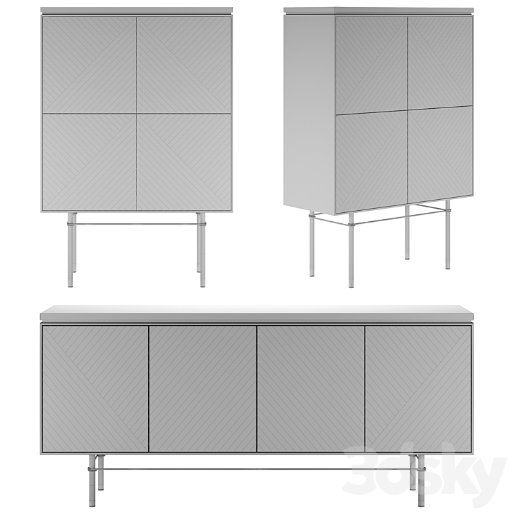 Zefiro Sideboard & Highboard by Capital Collection 3DS Max Model - thumbnail 2