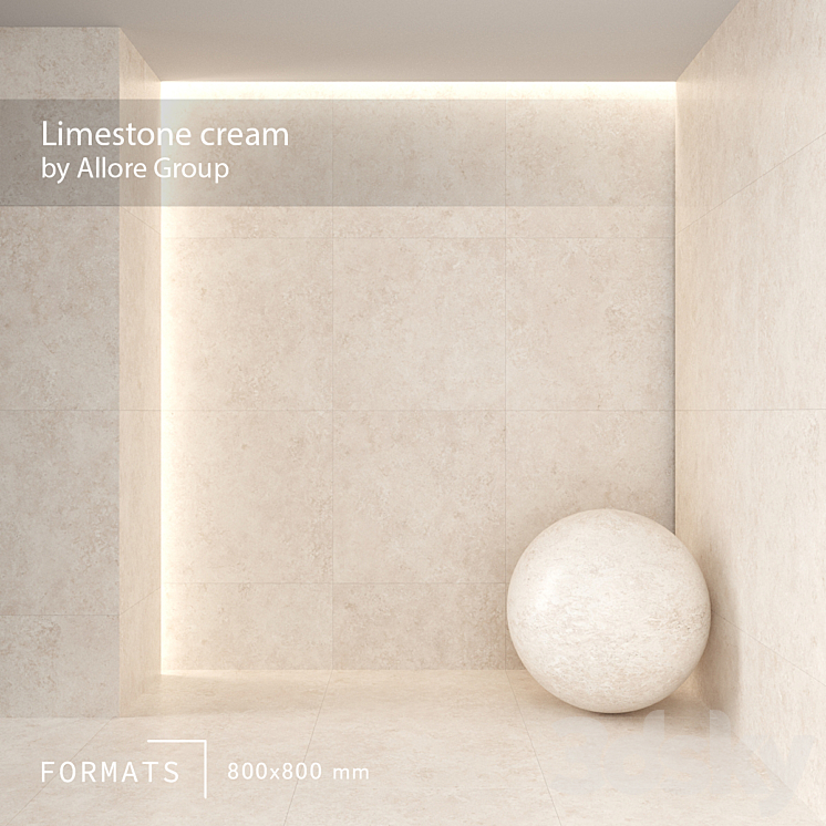 Limestone cream Floor\/Wall Tile 3DS Max Model - thumbnail 1
