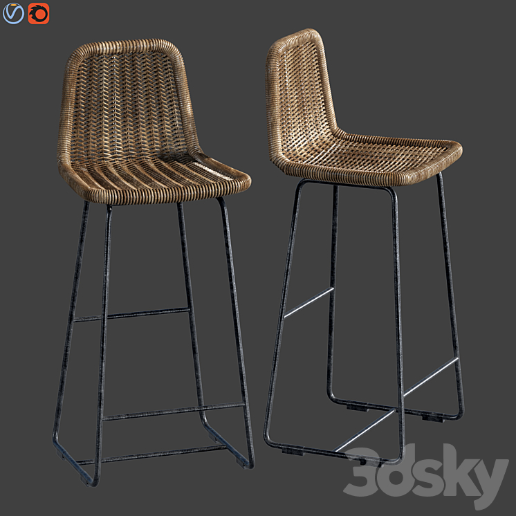 Plymouth Woven Counter Stool 3DS Max Model - thumbnail 2