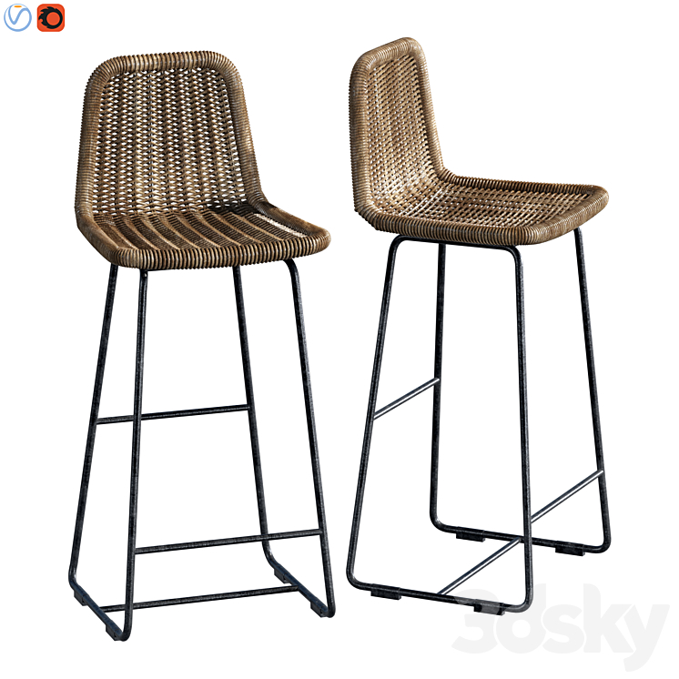 Plymouth Woven Counter Stool 3DS Max Model - thumbnail 1