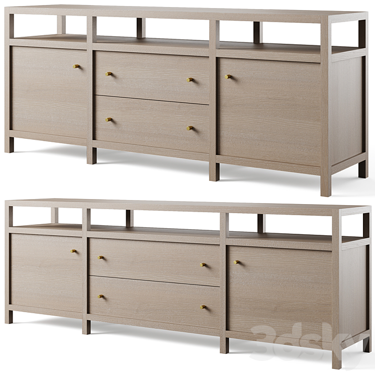 Keane Natural Media Console by Crate and Barrel 3D Model