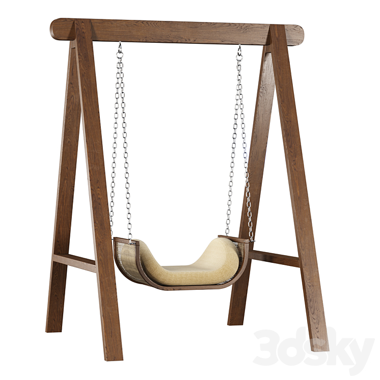 Noa wooden rattan garden swing NR71 by Bpoint Design \/ Wooden rattan garden swing 3D Model Free