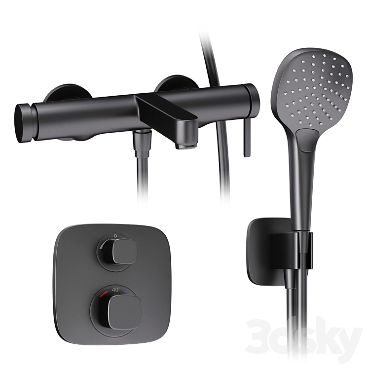 Faucets and shower systems Hansgrohe black set 168 3D Model Free