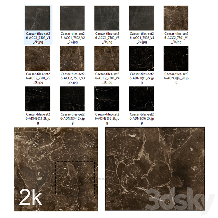 Caesar Set 26 - Marble BUNDLE - 4 types: Emperador Graphite Nero 3D Model