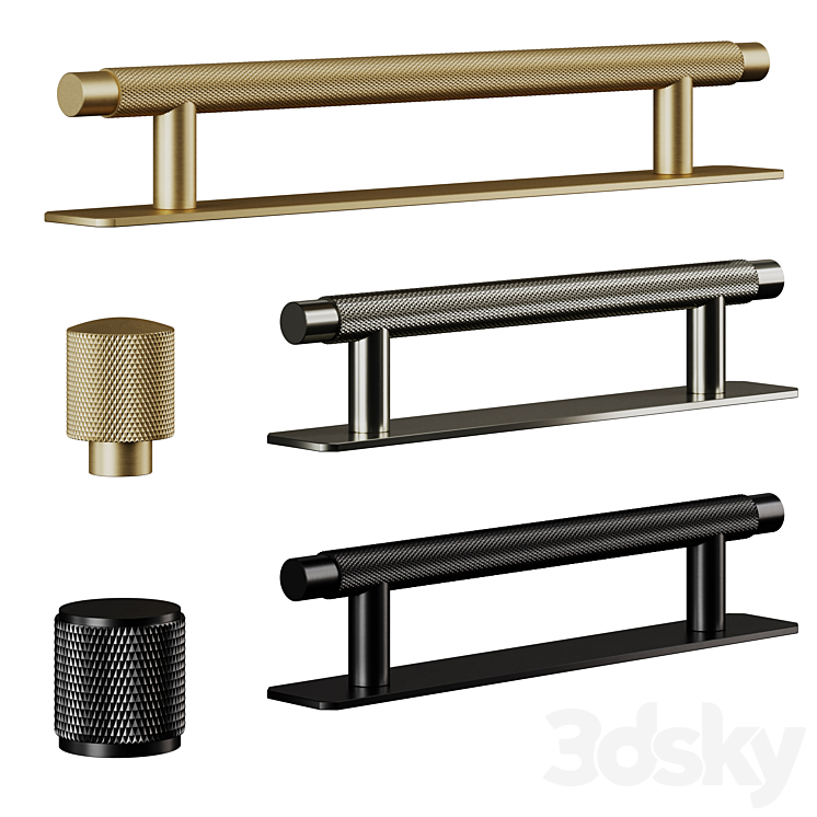 Plankhardware KEPLER Knurled T-Bar and BROOKS and FRANKLIN Knob 3DS Max Model - thumbnail 1