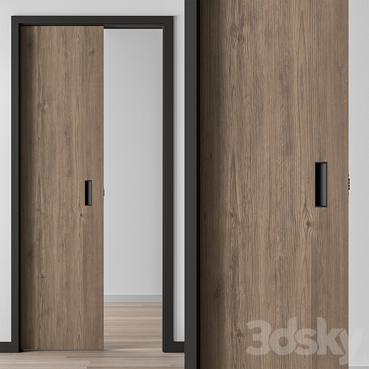 Wooden Pocket Door - Set 50 3D Model Free
