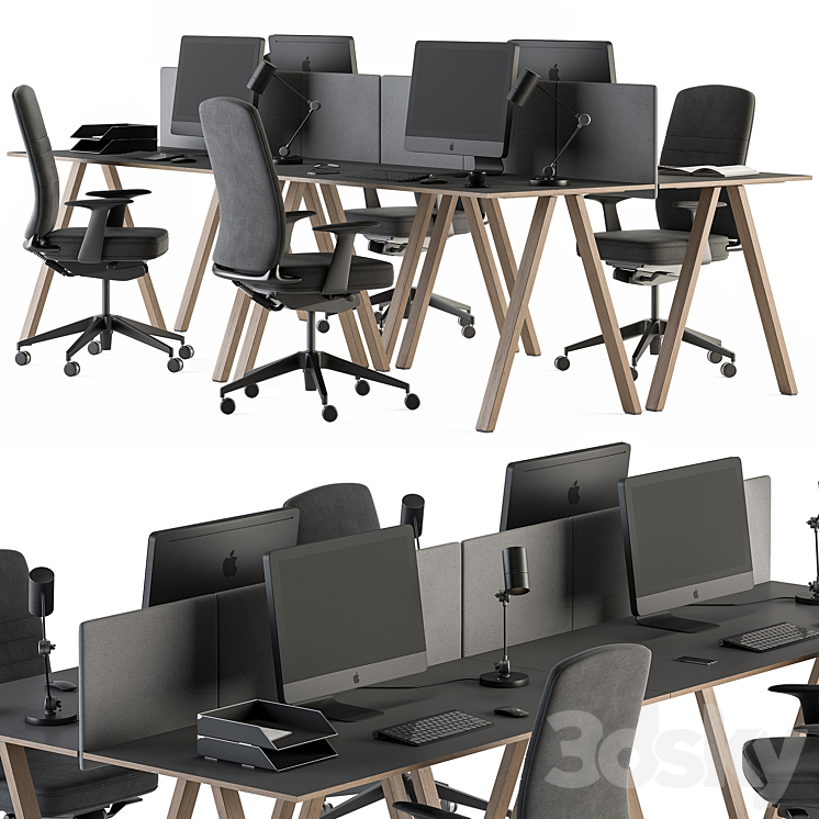 Employee Set – Office Furniture 346 3DS Max - thumbnail 2