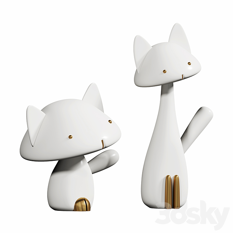 cat handicraft ornament sculpture 3DS Max Model - thumbnail 2