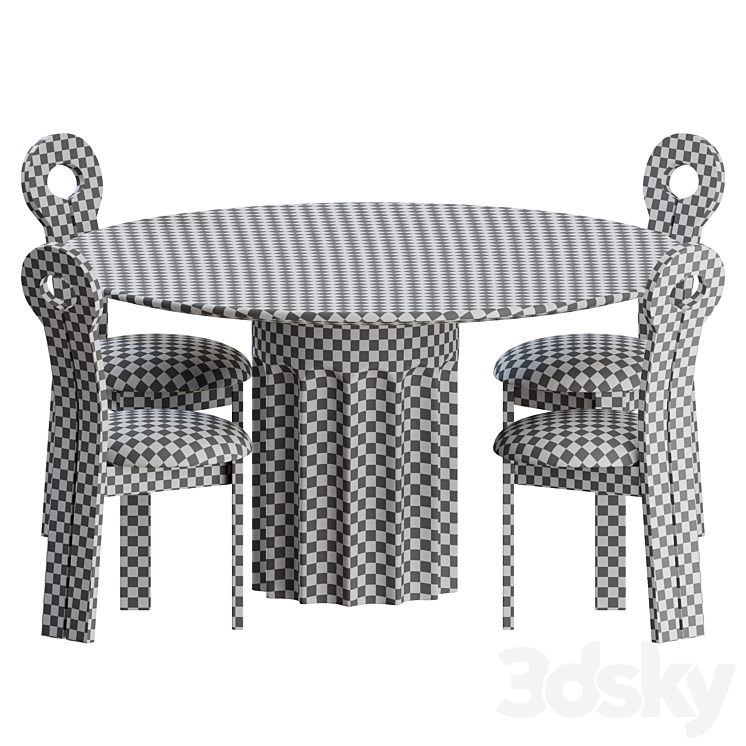 Dining Set 01 by Lulu and Georgia 3DS Max Model - thumbnail 2