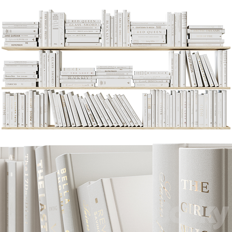 Set of books Books Beige_1 3D Model