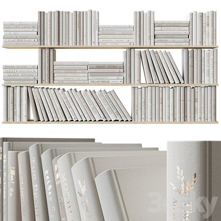 A set of beige books Books light beige 3D Model