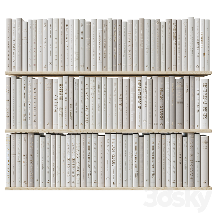 A set of beige books Books light beige 3DS Max Model - thumbnail 2