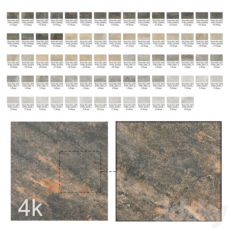 Stone Set 28 - Pietra BUNDLE - 4 types: Black Grey Beige and White 3D Model