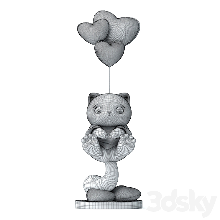 Cat and Balloons 3DS Max Model - thumbnail 2