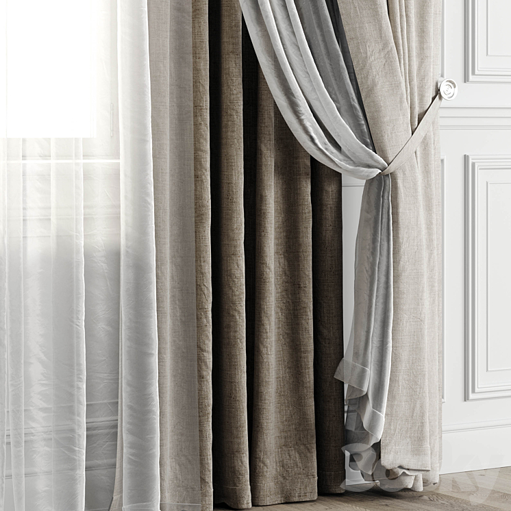 Curtains with window 502C 3DS Max Model - thumbnail 2