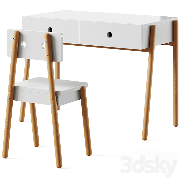 Pine Child’s 2-Drawer Desk and chair Wallet by LA REDOUTE INTERIEURS 3DS Max Model - thumbnail 1