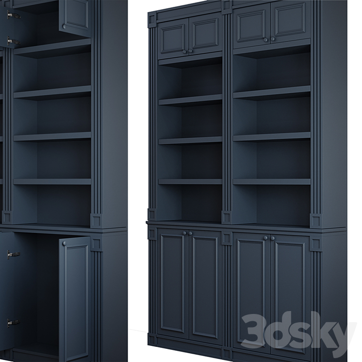 Classic Bookcase 1 3DS Max Model - thumbnail 2