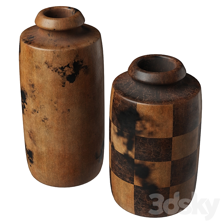 Wooden Vases 3DS Max Model - thumbnail 2