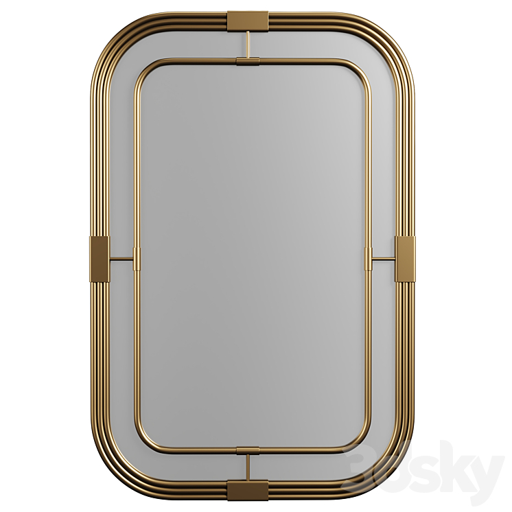28W x 42H Rectangle Metal Piping Mirror 3D Model