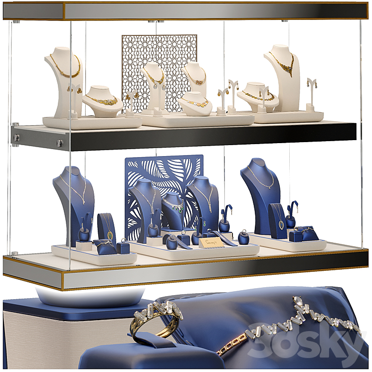 Jewelry showcase for a store 2. Jewelry stand. Display 3D Model