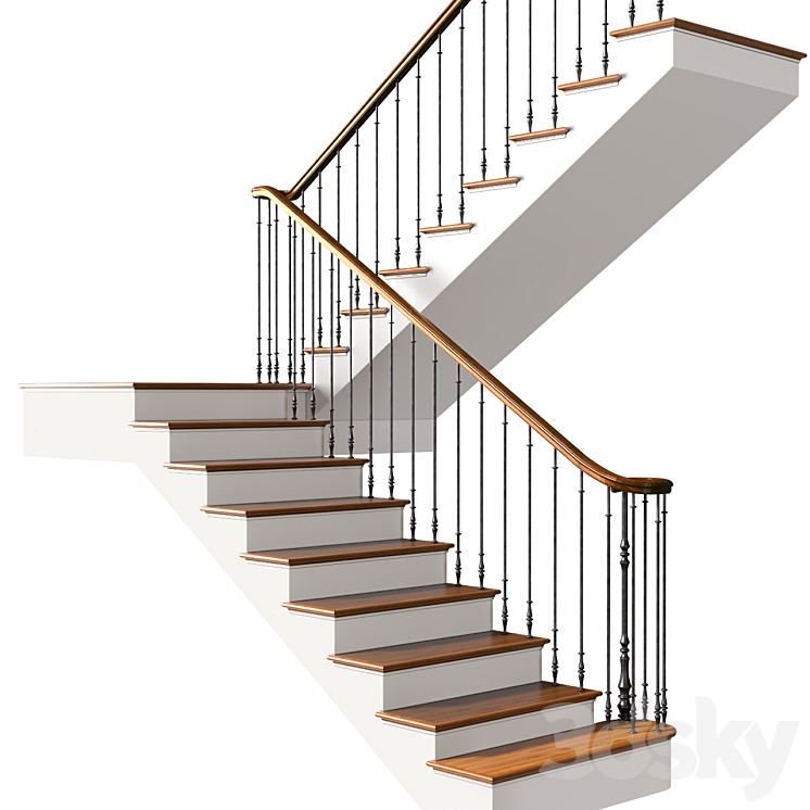 Modern Staircase in a classic style.Classic Modern  Art Deco interior Stair 3D Model