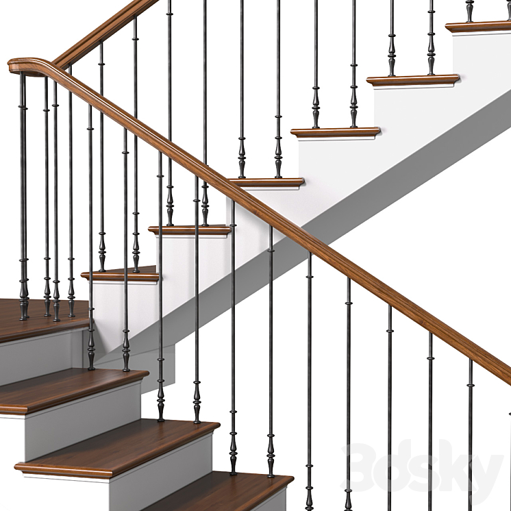 Modern Staircase in a classic style.Classic Modern  Art Deco interior Stair 3DS Max Model - thumbnail 2
