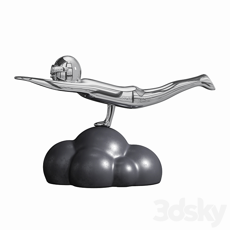 Silver flying figure sculpture ornaments 3DS Max Model - thumbnail 1
