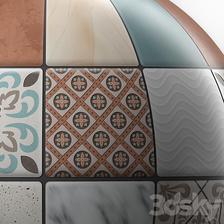 Tiles Materials- Moroccan Mosaic Tile | Pbr 4k Seamless 3DS Max - thumbnail 2
