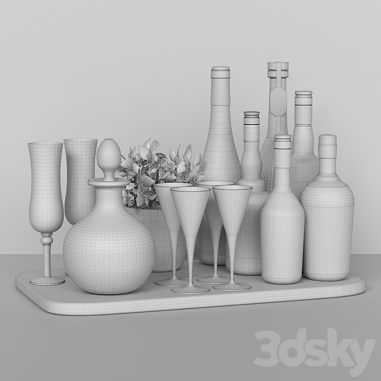 Home bar alcohol collection 3DS Max - thumbnail 2