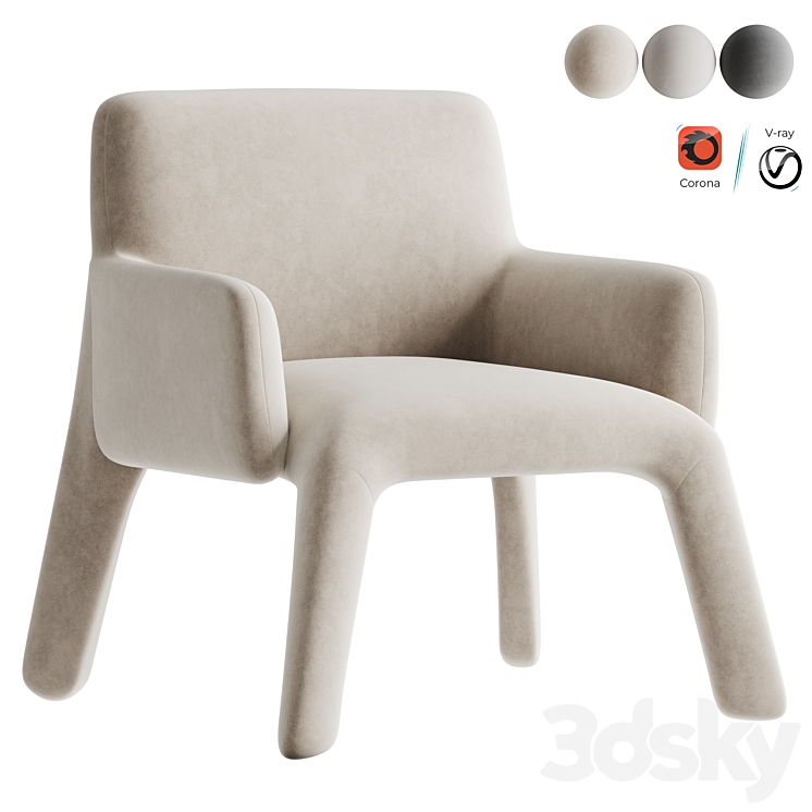 Glove Up Molteni Armchair 3DS Max - thumbnail 1