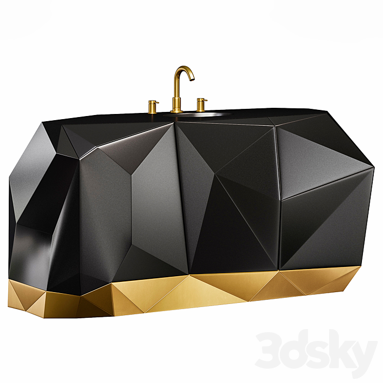 DIAMOND SINGLE VANITY CABINET by Maisonvalentina(model:4366501_Rectangle_Corona)