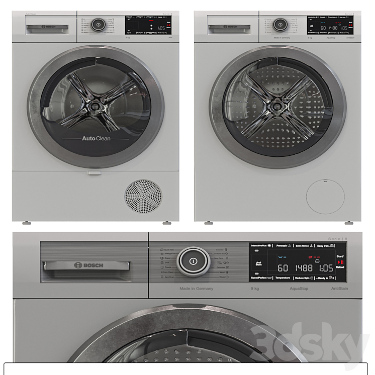 Bosch washing machine & Dryer 3D Model