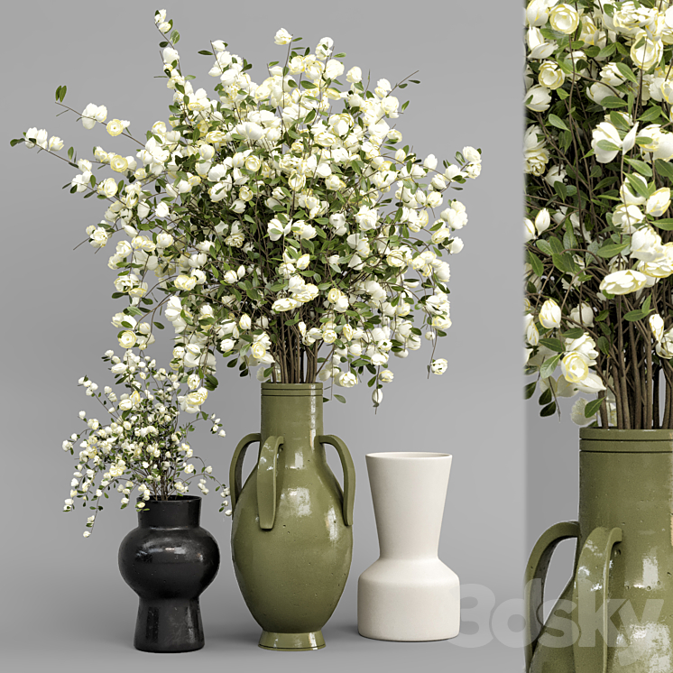 Plants Bouquet Collection In Concrete Pots – Set 948 3D Model