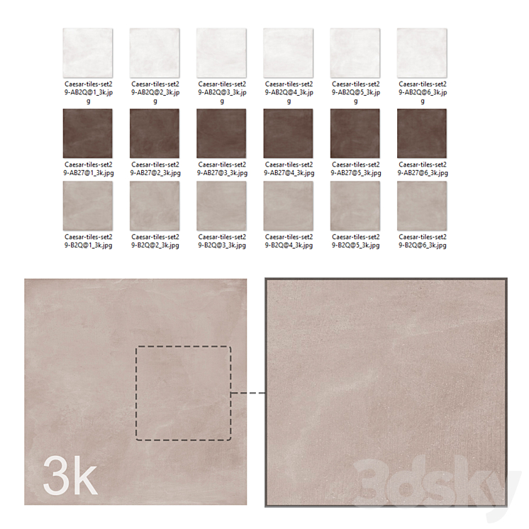 Caesar Set 29 – Cement-Terracota BUNDLE – 4 types: Brown Beige White 3DS Max - thumbnail 2
