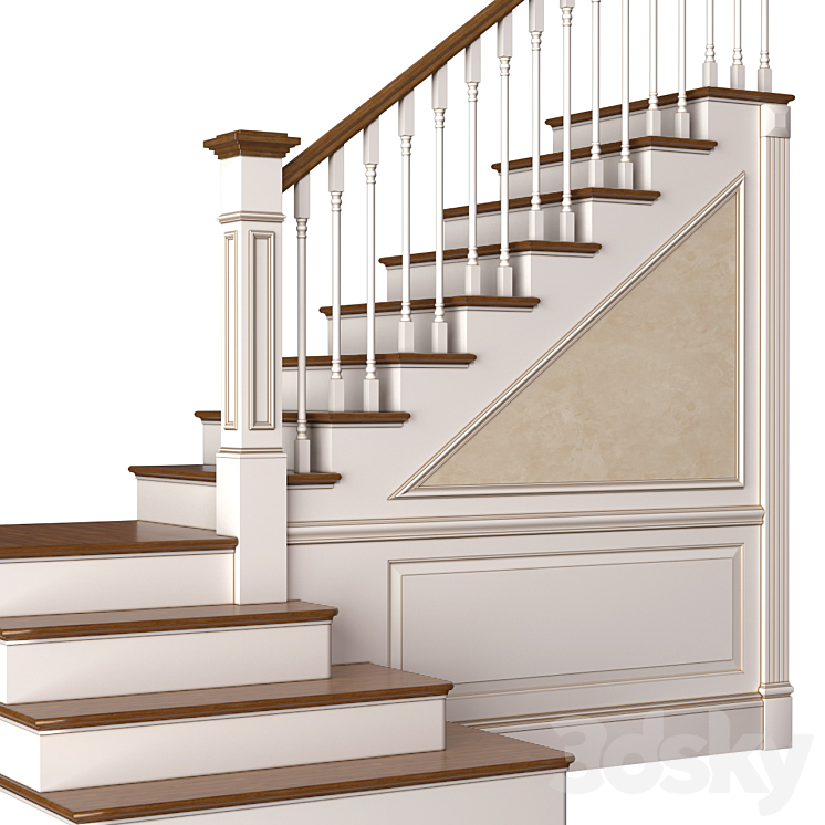 Stair in a classic style.Classic Modern interior Stair 3D Model