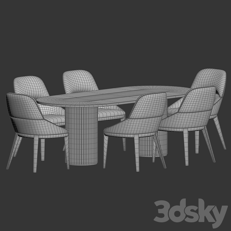 Queen Chair Campbell Table Dining Set 3D Model Free